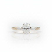 18k Yellow Gold Three Stone Diamond Option Engagement Ring - Evani Naomi Jewelry