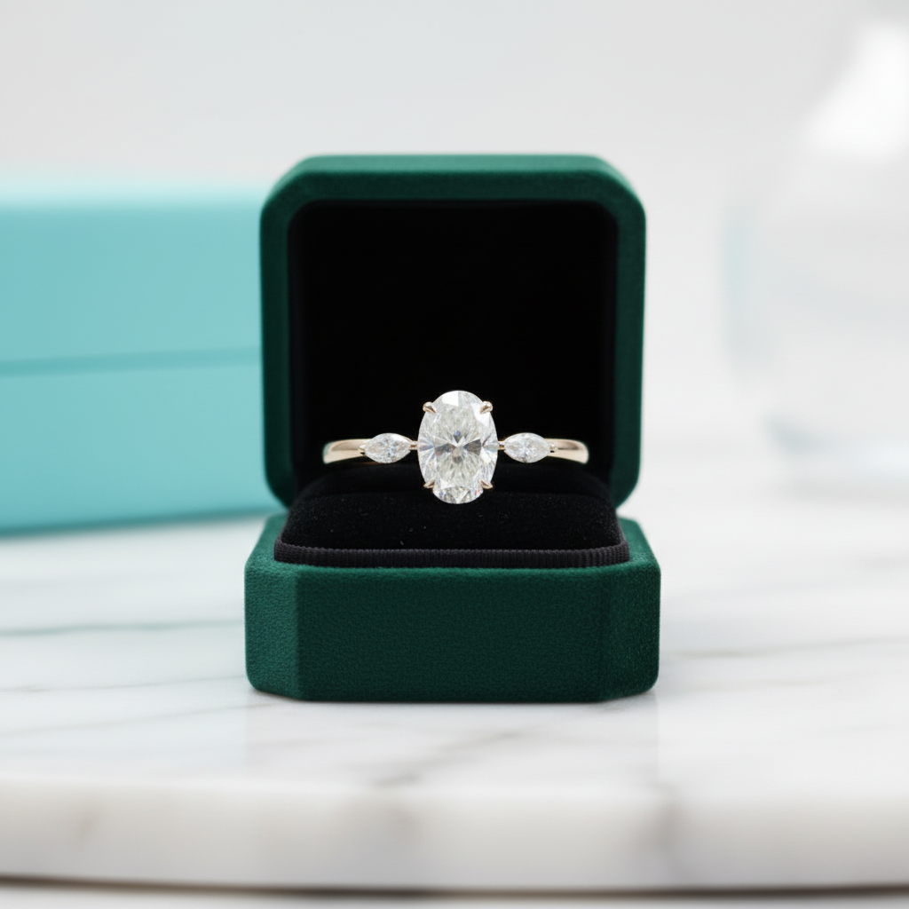 18k Yellow Gold Three Stone Diamond Option Engagement Ring - Evani Naomi Jewelry