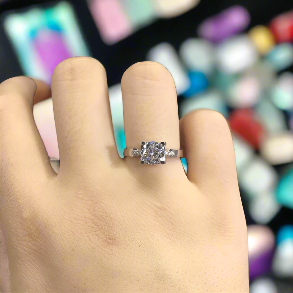 1.0 Carat Round Cut Diamond Engagement Ring-Evani Naomi Jewelry