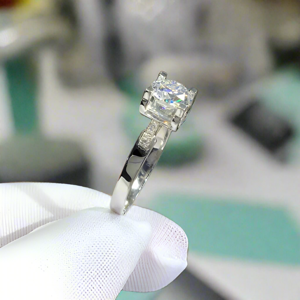 1.0 Carat Round Cut Diamond Engagement Ring-Evani Naomi Jewelry