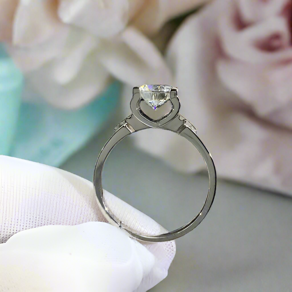 1.0 Carat Round Cut Diamond Engagement Ring-Evani Naomi Jewelry