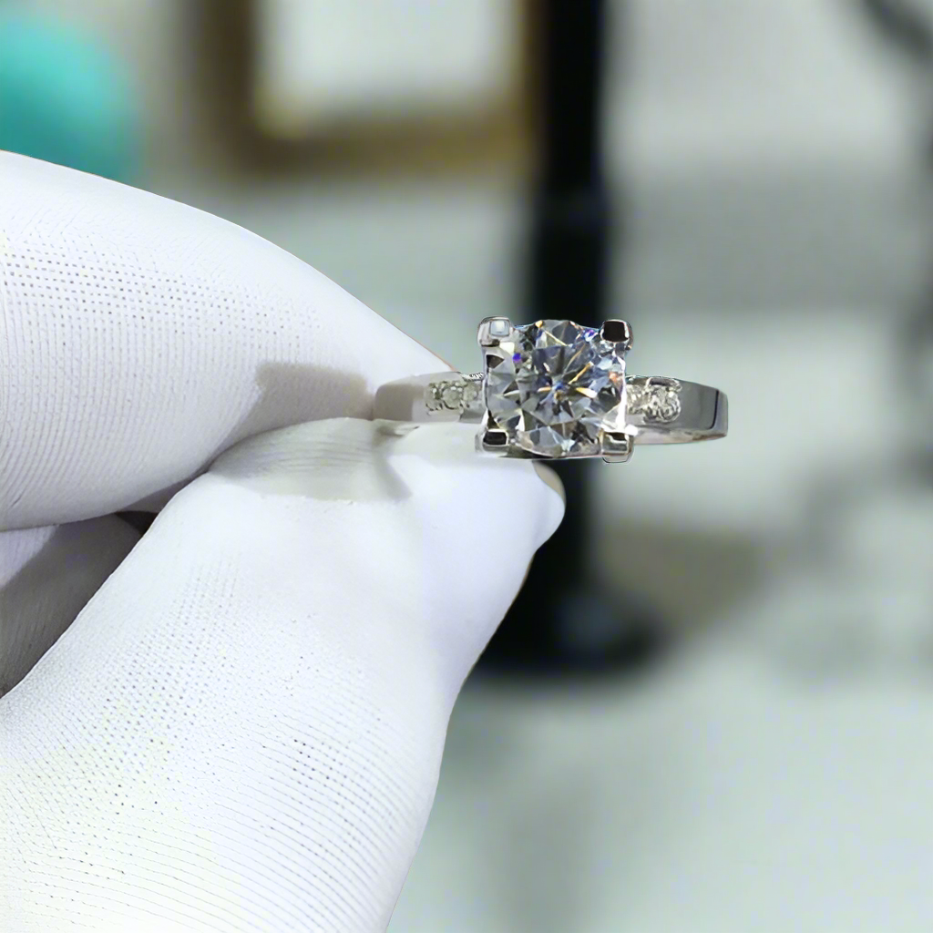 1.0 Carat Round Cut Diamond Engagement Ring-Evani Naomi Jewelry