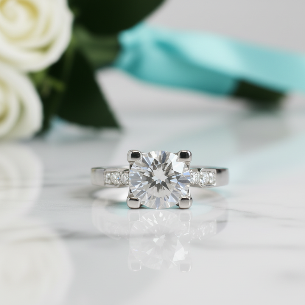 1.0 Carat Round Cut Diamond Engagement Ring-Evani Jewelry
