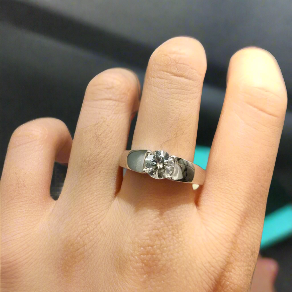 1.0 Carat Round Cut Diamond Men's Wedding Ring-Evani Jewelry