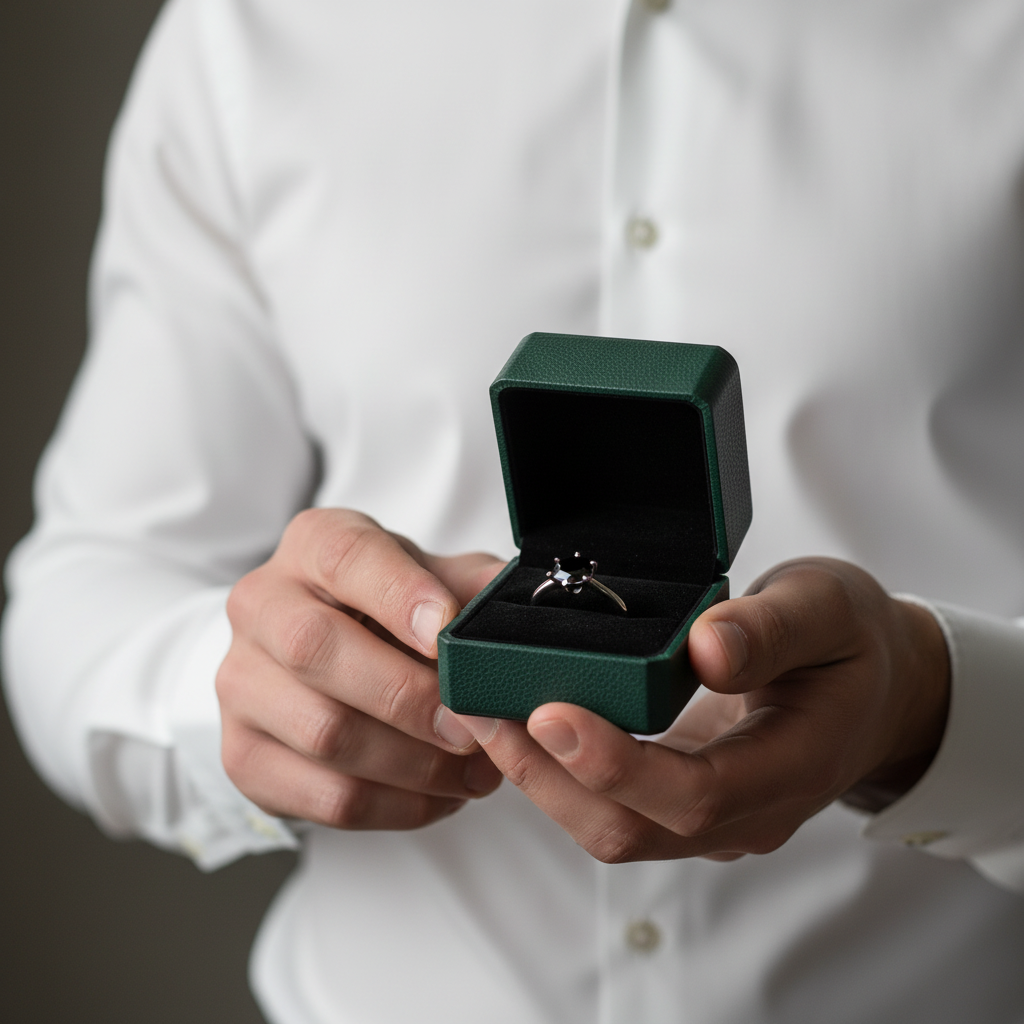 1.0 Ct Black Round Cut Diamond Option Engagement Ring