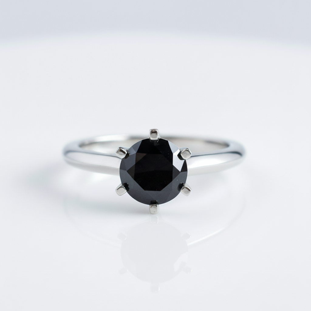 1.0 Ct Black Round Cut Diamond OptionEngagement Ring
