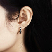 1.0 Ct Black Round Diamond Hoop Earrings-Evani Naomi Jewelry