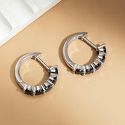 1.0 Ct Black Round Diamond Hoop Earrings-Evani Naomi Jewelry