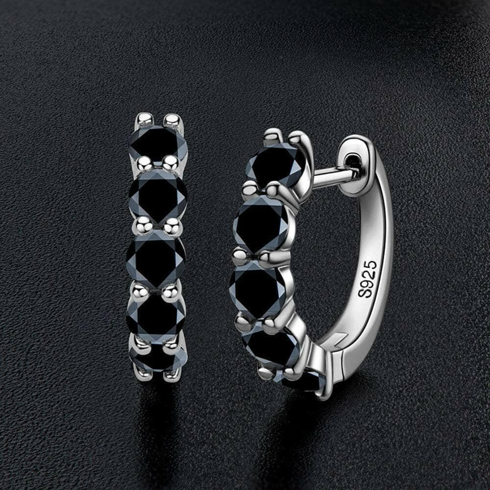 1.0 Ct Black Round Diamond Hoop Earrings-Evani Naomi Jewelry