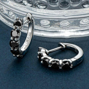 1.0 Ct Black Round Diamond Hoop Earrings-Evani Naomi Jewelry