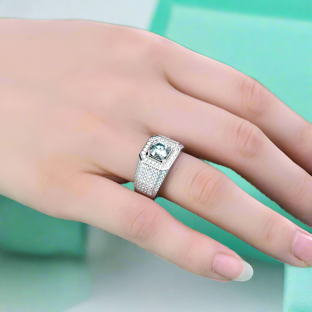 1.0 Ct Brilliant Round Cut Diamond Men's Rings-Evani Naomi Jewelry