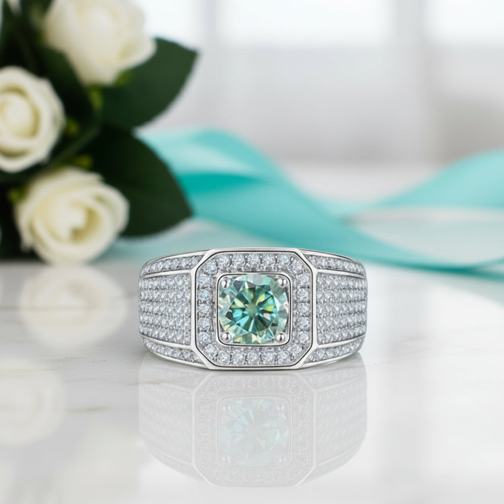 1.0 Ct Brilliant Round Cut Diamond Men's Ring-Evani Jewelry