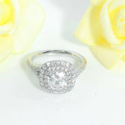 1.0 Ct Cushion Cut Halo Diamond Engagement Ring-Evani Naomi Jewelry