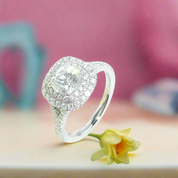 1.0 Ct Cushion Cut Halo Diamond Engagement Ring-Evani Naomi Jewelry