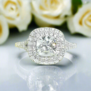 1.0 Ct Cushion Cut Halo Diamond Engagement Ring-Evani Naomi Jewelry
