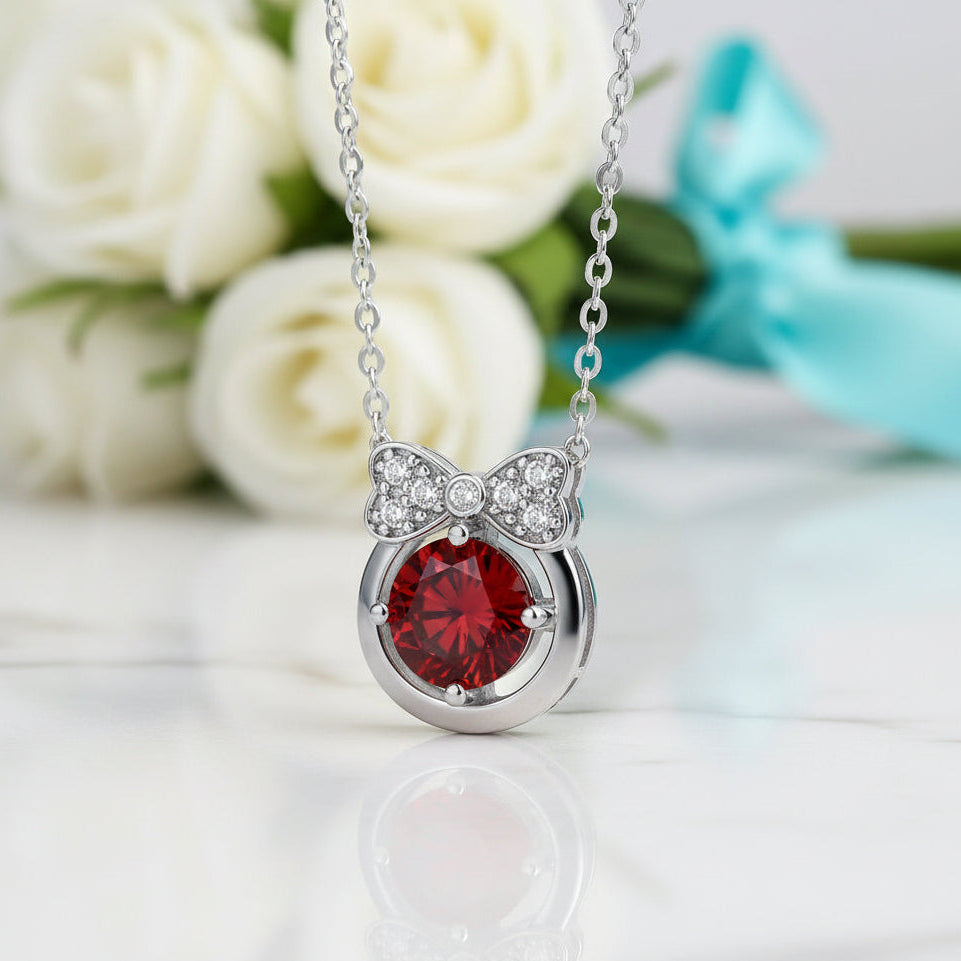 1.0 Ct Bowknot Ruby Birthstone Pendant Necklace