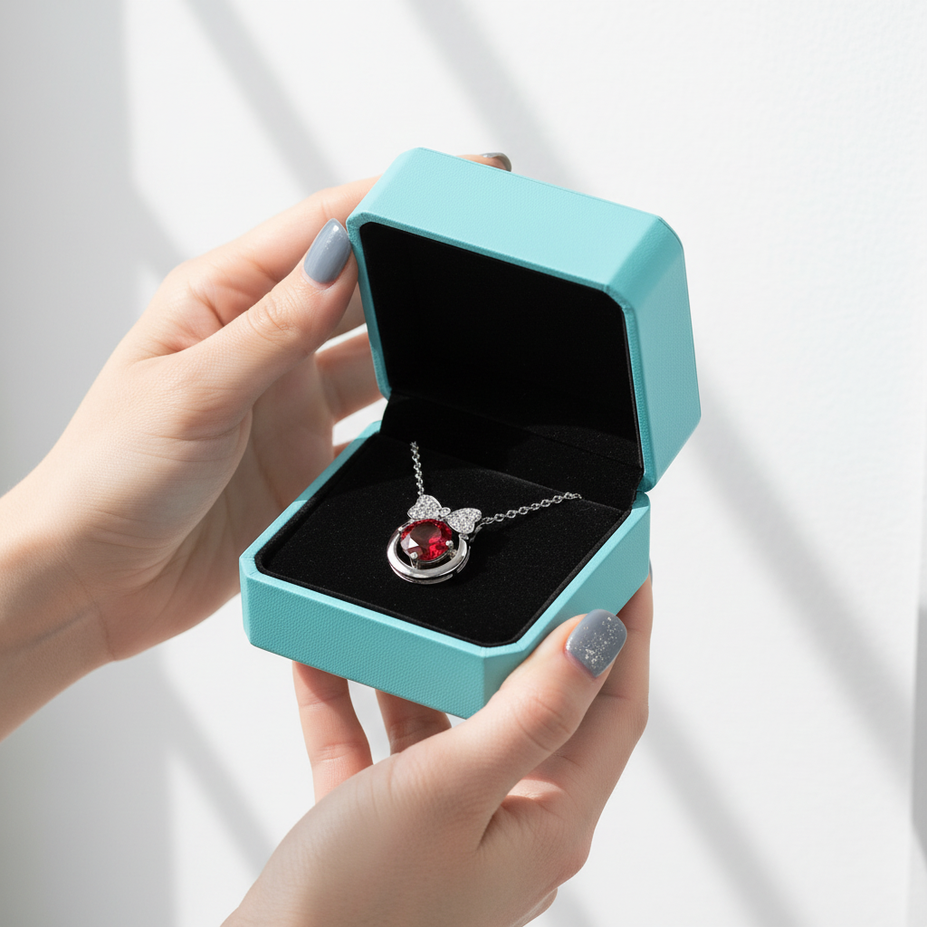1.0 Ct Bowknot Ruby Birthstone Pendant Necklace-Evani Jewelry