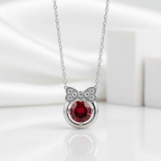 1.0 Ct Bowknot Garnet Pendant Necklace-Evani Jewelry