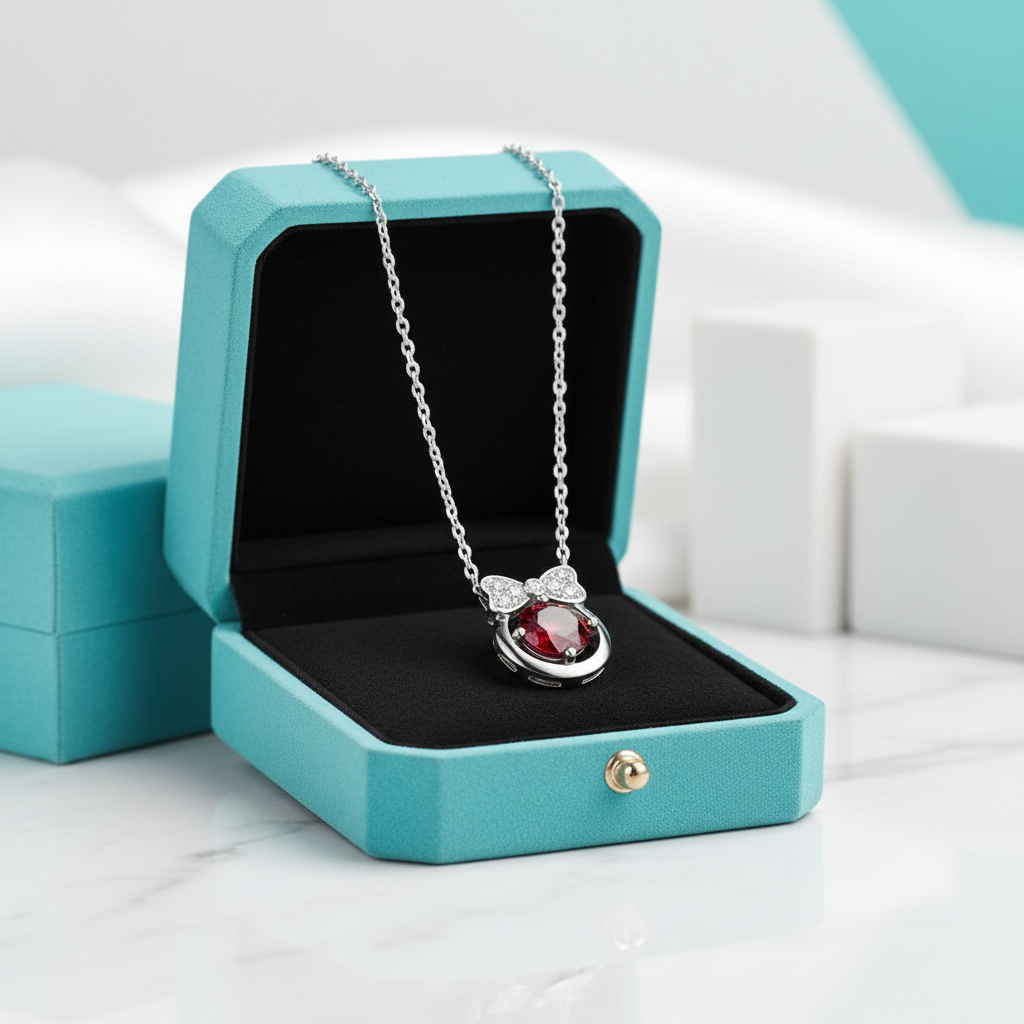 1.0 Ct Bowknot Garnet Pendant Necklace-Evani Jewelry