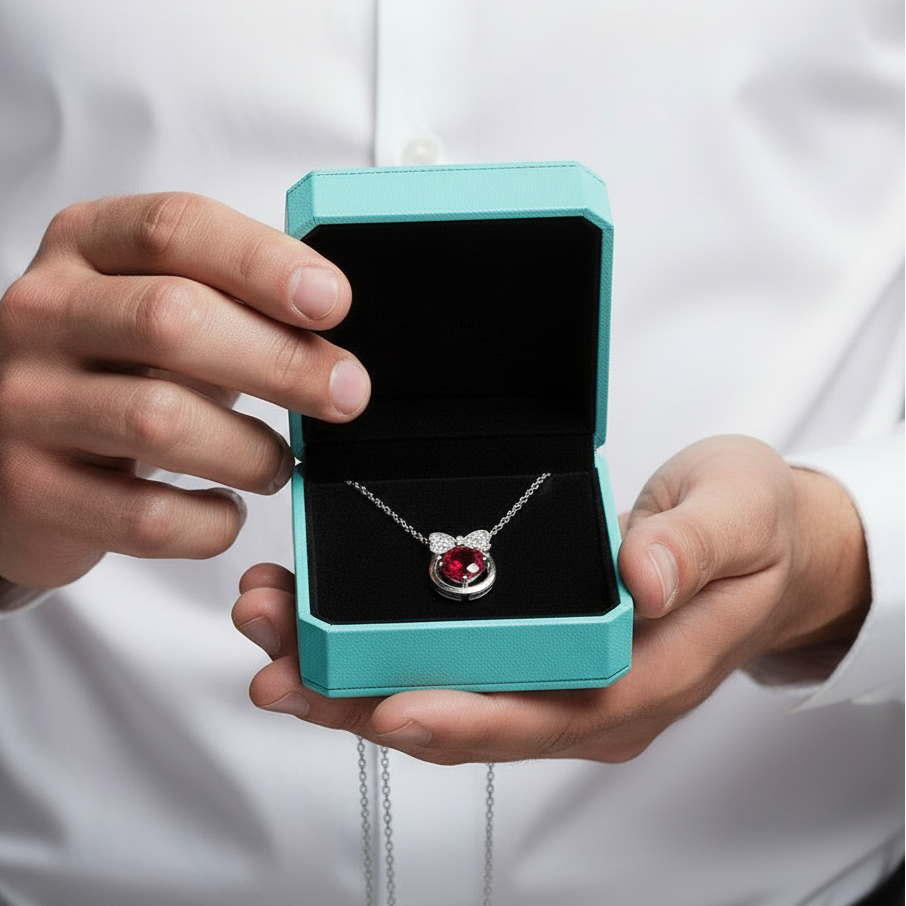 1.0 Ct Bowknot Ruby Birthstone Pendant Necklace-Evani Jewelry