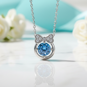 1.0 Ct Sapphire Birthstone Bowknot Pendant Necklace-Evani Jewelry