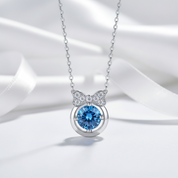 1.0 Ct Sapphire Birthstone Bowknot Pendant Necklace-Evani Jewelry