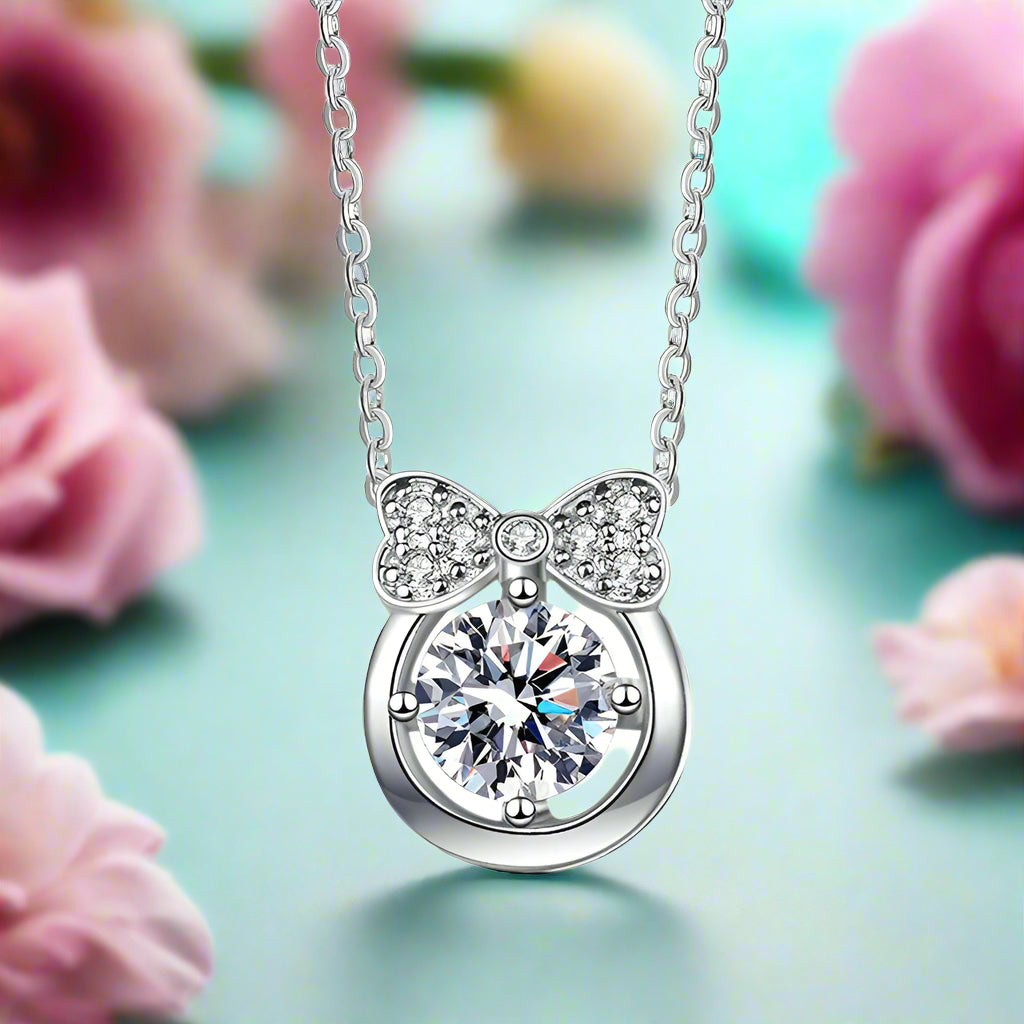 1.0 Ct Diamond Bowknot Pendant Necklace-Evani Naomi Jewelry