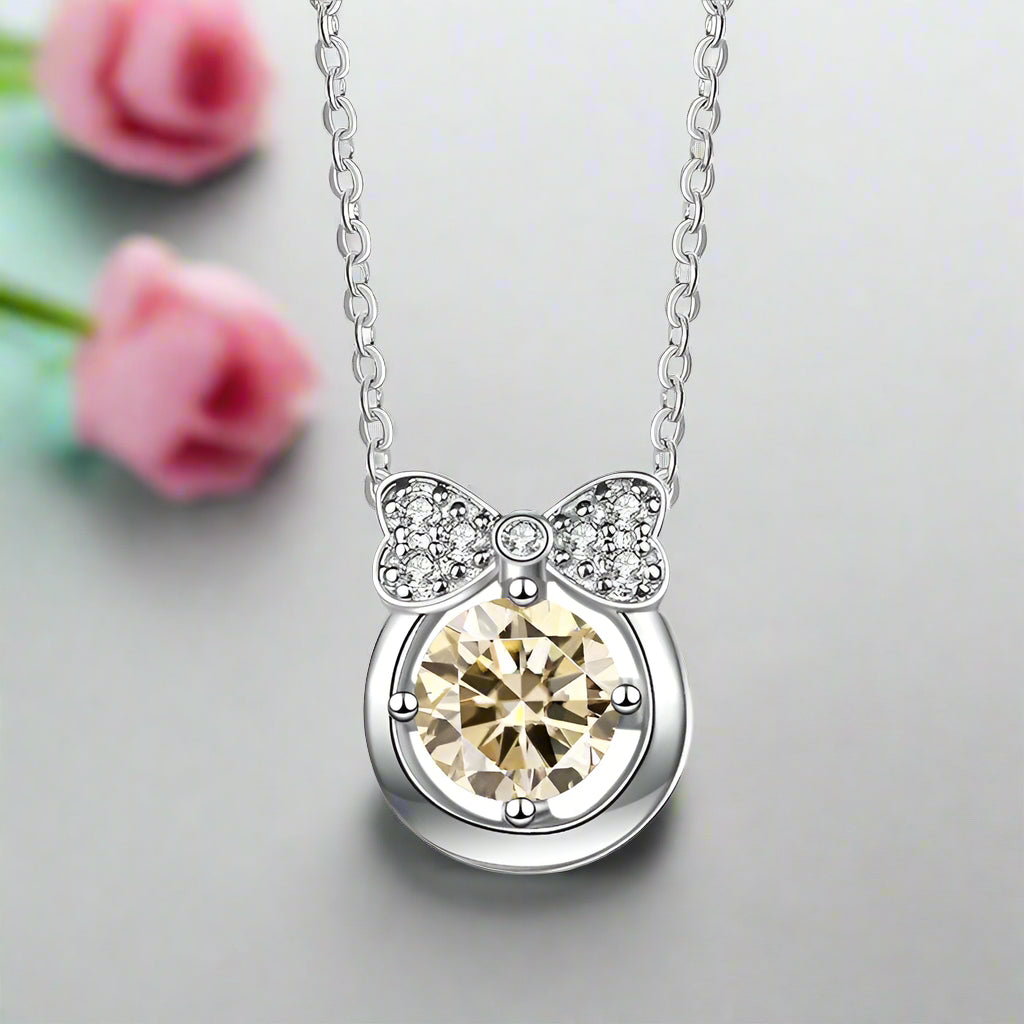 1.0 Ct Diamond Bowknot Pendant Necklace-Evani Naomi Jewelry