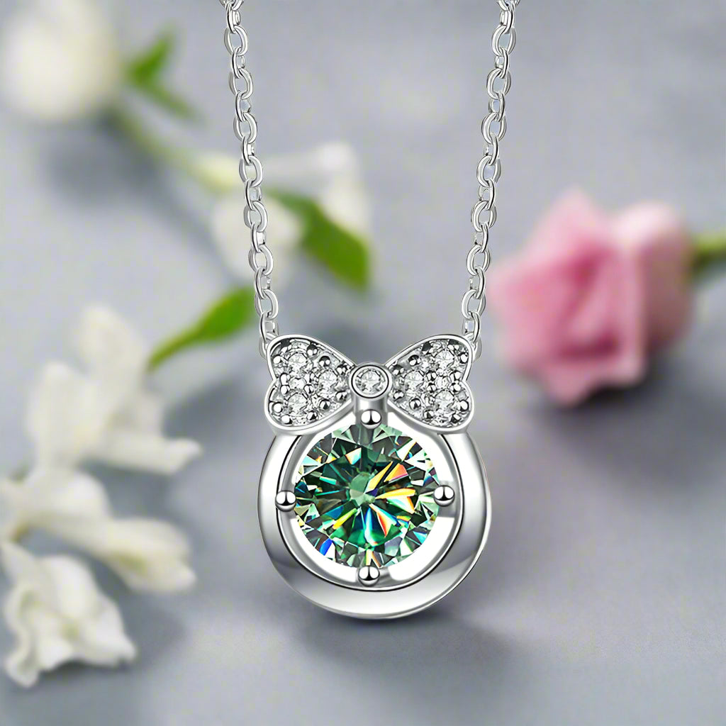 1.0 Ct Diamond Bowknot Pendant Necklace-Evani Naomi Jewelry