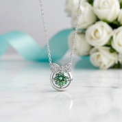 1.0 Ct Peridot Birthstone Bowknot Pendant Necklace-Evani Jewelry