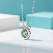 1.0 Ct Peridot Birthstone Bowknot Pendant Necklace-Evani Jewelry