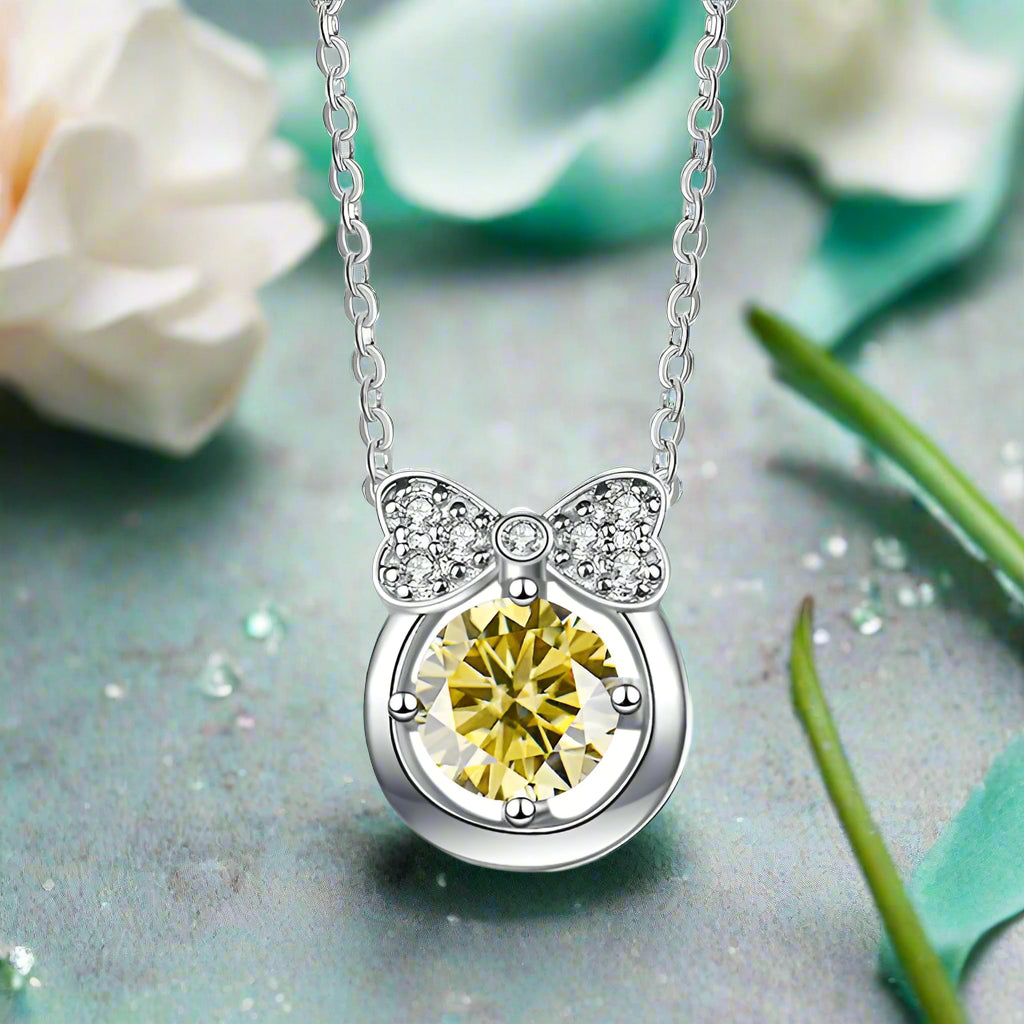 1.0 Ct Diamond Bowknot Pendant Necklace-Evani Naomi Jewelry