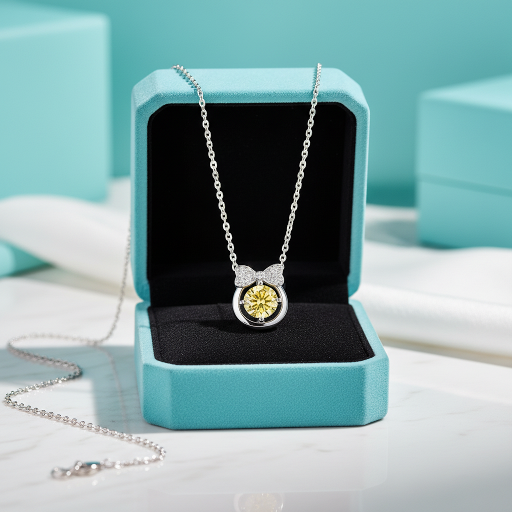 1.0 Ct Bowknot Topaz and Citrine Pendant Necklace - Evani Naomi Jewelry