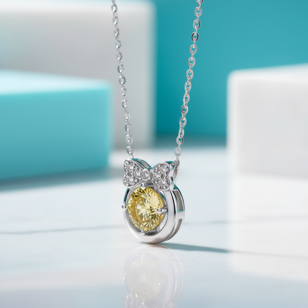 1.0 Ct Bowknot Topaz and Citrine Pendant Necklace - Evani Naomi Jewelry