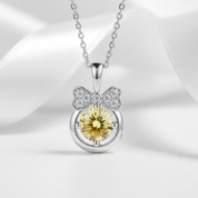 1.0 Ct Bowknot Topaz and Citrine Pendant Necklace