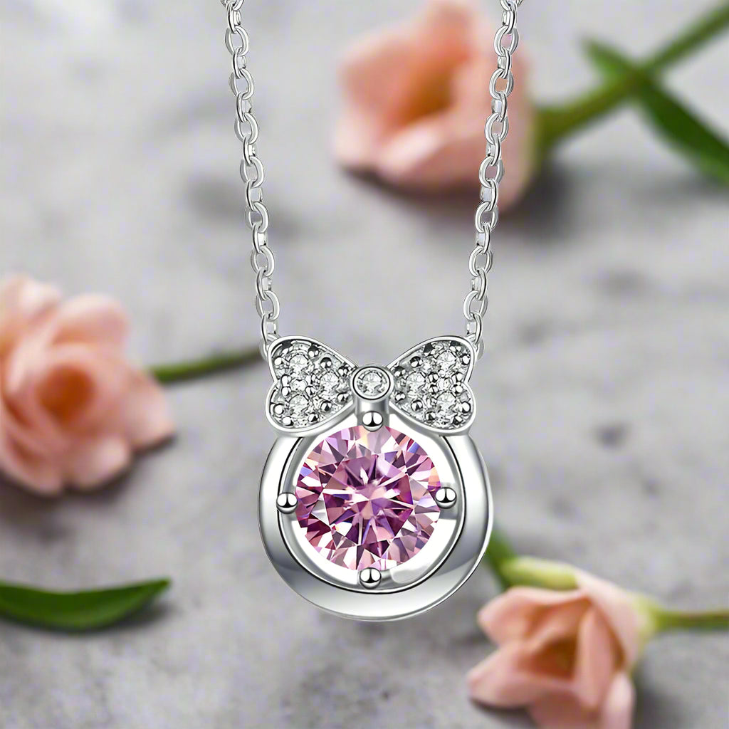 1.0 Ct Diamond Bowknot Pendant Necklace-Evani Naomi Jewelry
