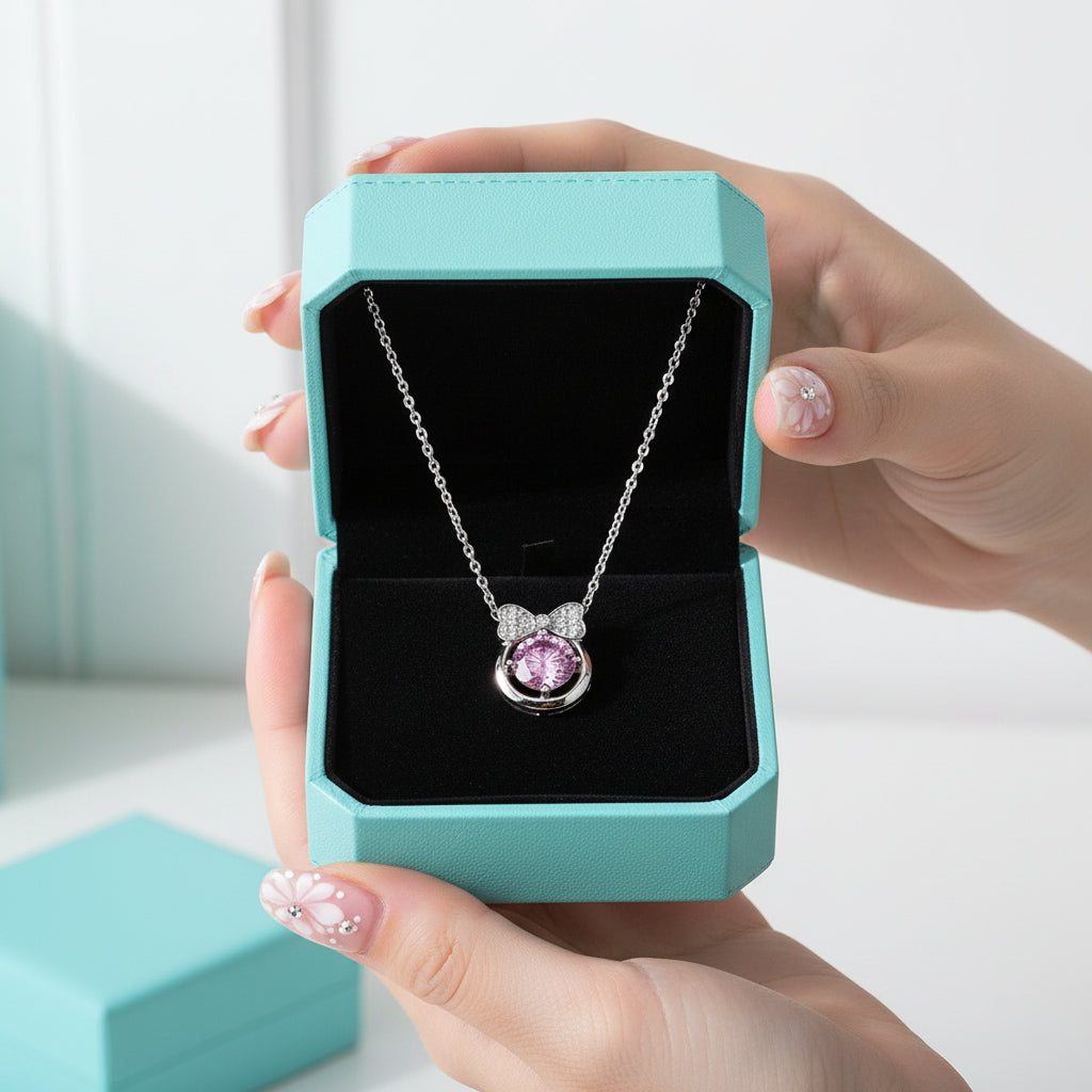 1.0 Ct Bowknot Tourmaline Birthstone Pendant Necklace-Evani Jewelry