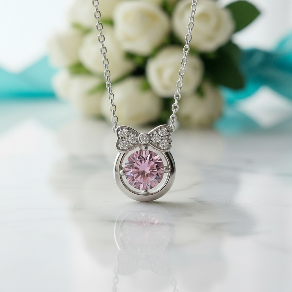 1.0 Ct Bowknot Tourmaline Birthstone Pendant Necklace - Evani Naomi Jewelry