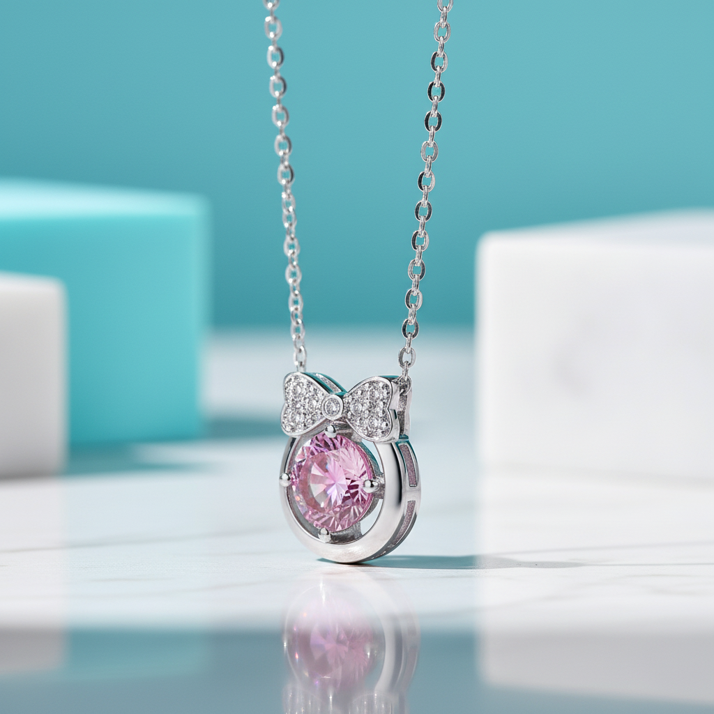 1.0 Ct Bowknot Tourmaline Birthstone Pendant Necklace - Evani Naomi Jewelry