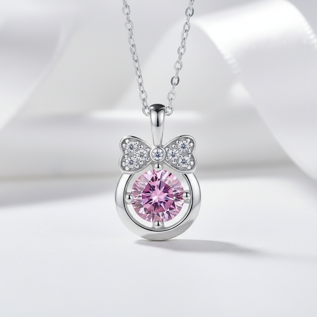 1.0 Ct Bowknot Tourmaline Birthstone Pendant Necklace - Evani Naomi Jewelry