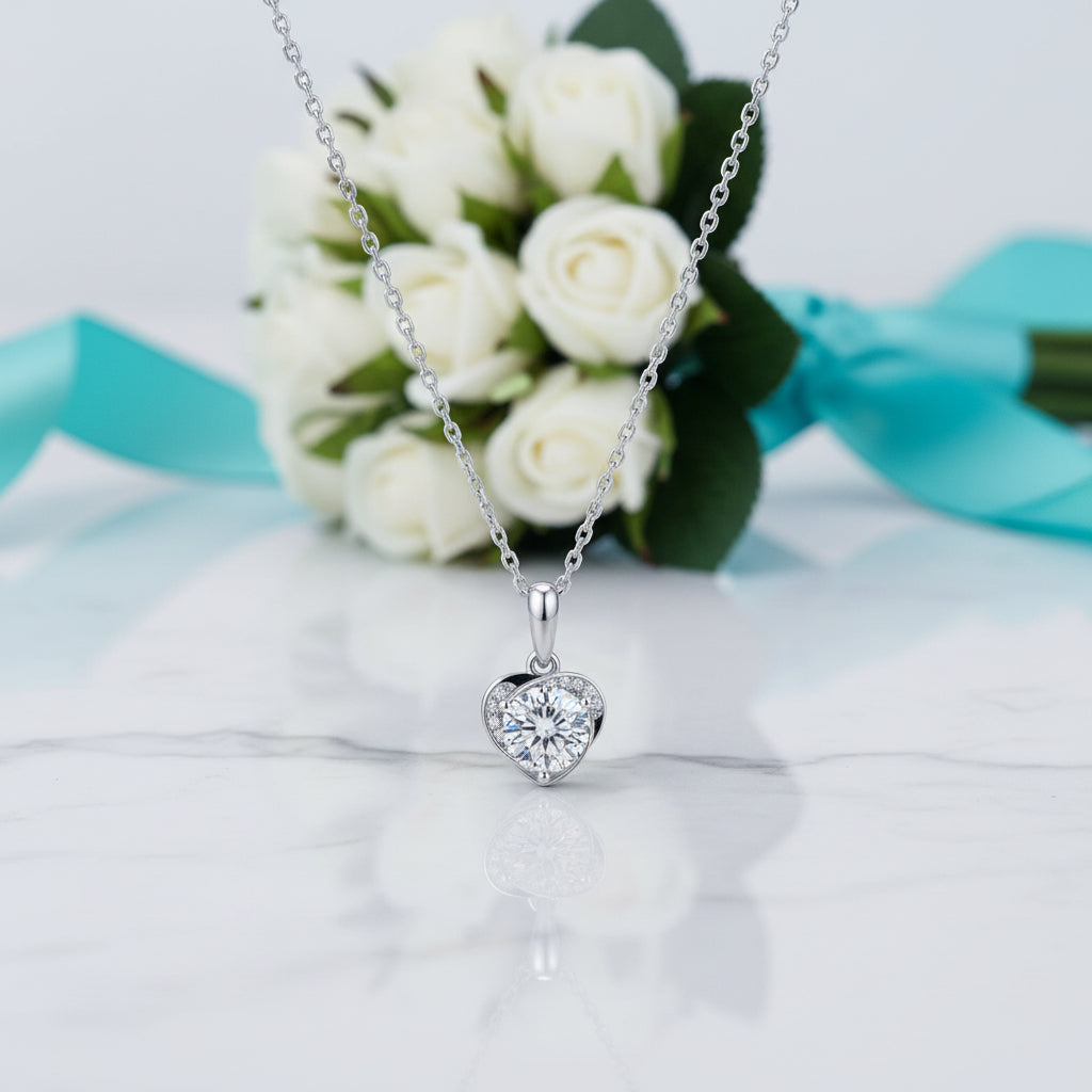 1.0 Ct Diamond Classic Heart Pendant Necklace-Evani Jewelry