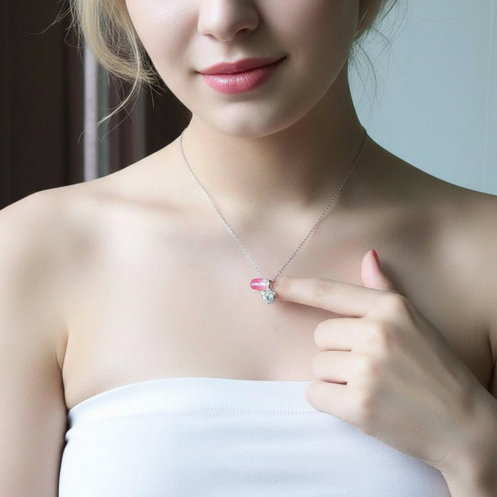 1.0 Ct Diamond Classic Heart Pendant Necklace-Evani Jewelry