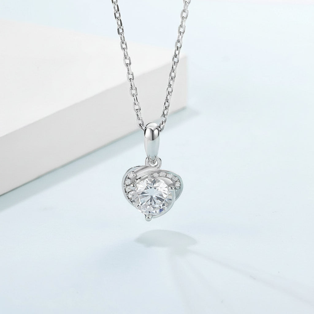 1.0 Ct Diamond Classic Heart Pendant Necklace-Evani Jewelry
