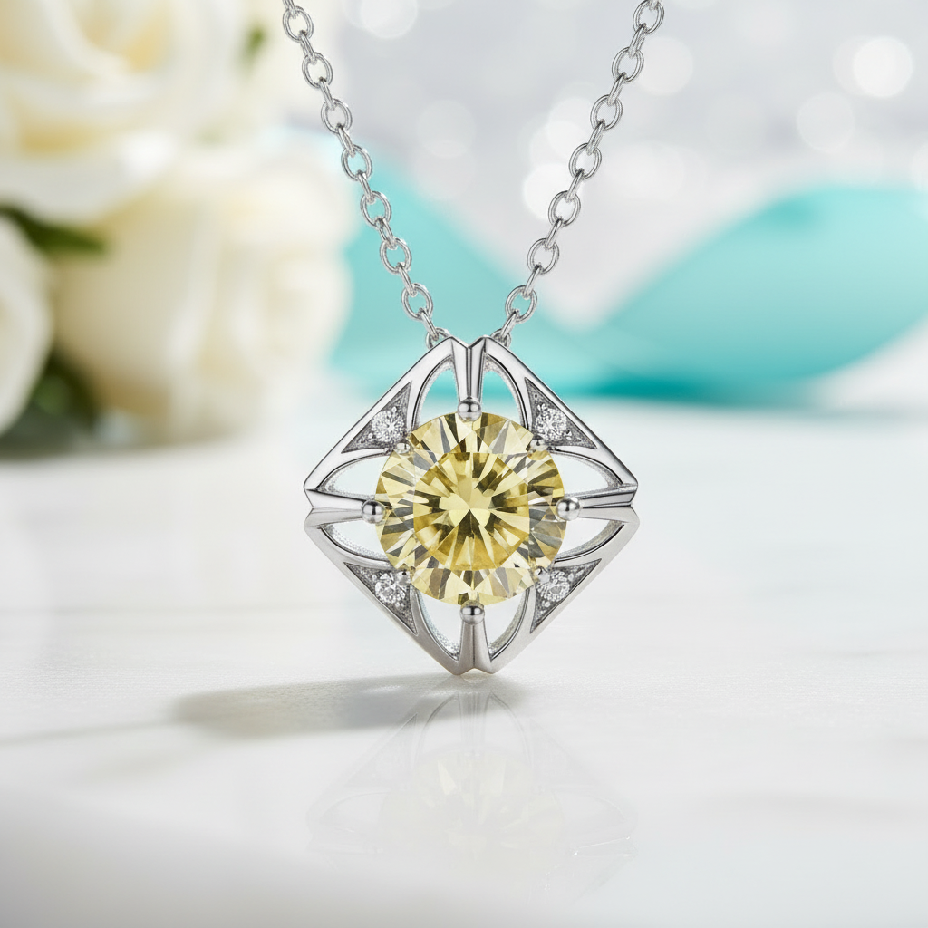1.0 Ct Classic Topaz and Citrine Pendant Necklace