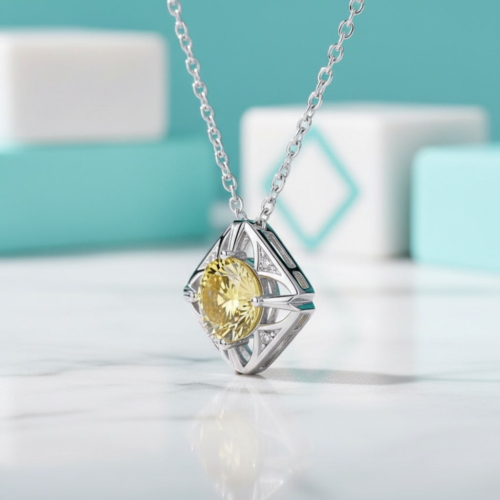1.0 Ct Classic Topaz and Citrine Pendant Necklace