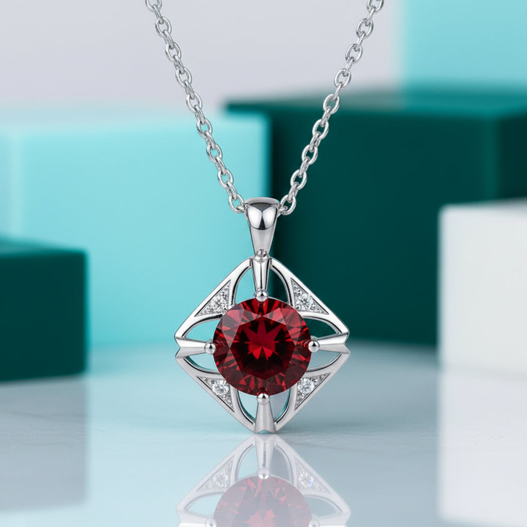 1.0 Ct Classic Ruby Pendant Necklace-Evani Jewelry