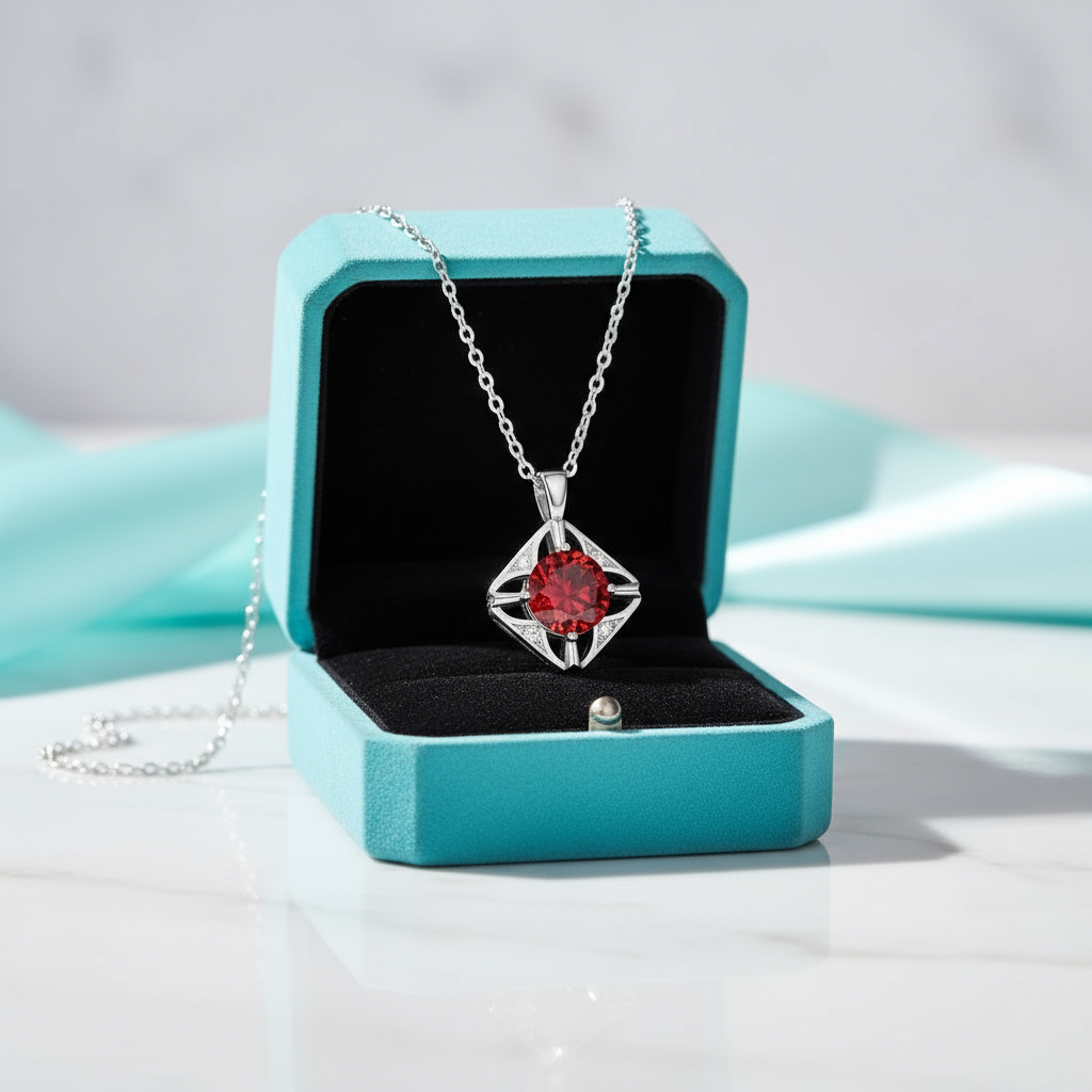 1.0 Ct Classic Garnet Pendant Necklace-Evani Jewelry