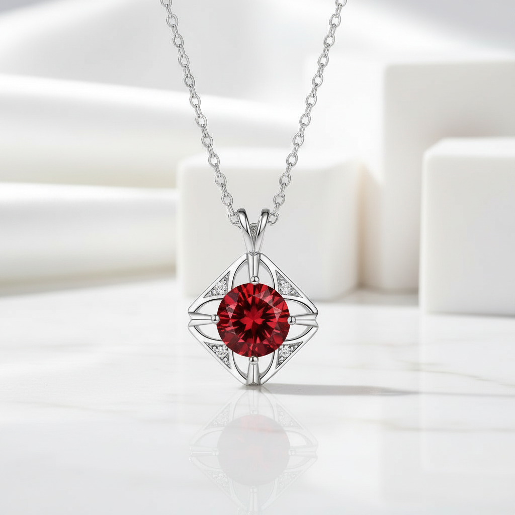 1.0 Ct Classic Ruby Pendant Necklace-Evani Jewelry