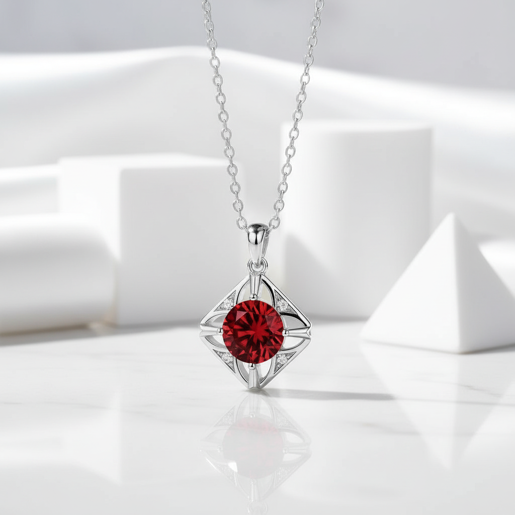 1.0 Ct Classic Garnet Pendant Necklace-Evani Jewelry