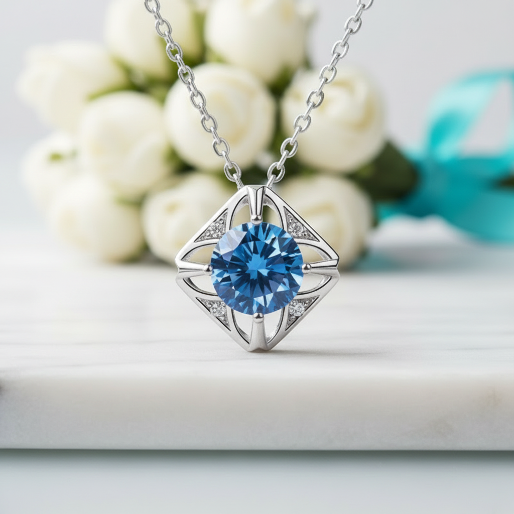 1.0 Ct Sapphire Birthstone Classic Pendant Necklace